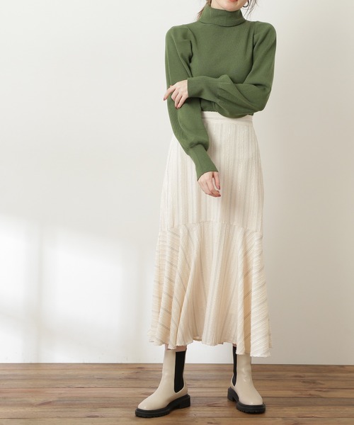 N.(N. Natural Beauty Basic)(エヌエヌナチュラルビューティーベーシック)の「◆フレアヘムロングスカート(スカート・レディース・オフホワイト/ブルー/オレンジ・MEDIUM)」の4枚目の写真