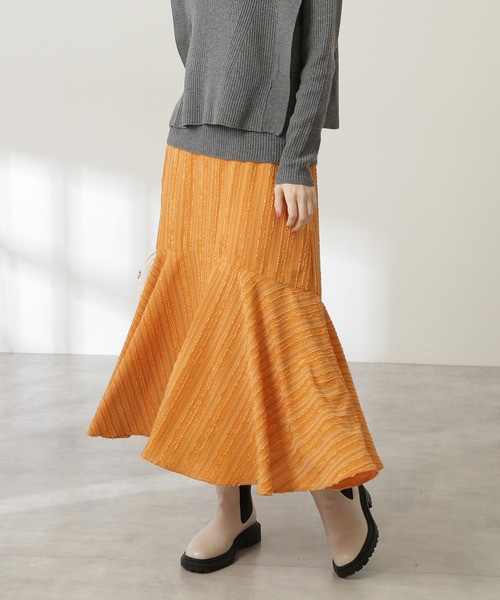 N.(N. Natural Beauty Basic)(エヌエヌナチュラルビューティーベーシック)の「◆フレアヘムロングスカート(スカート・レディース・オフホワイト/ブルー/オレンジ・MEDIUM)」の6枚目の写真