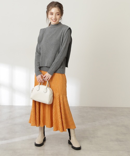 N.(N. Natural Beauty Basic)(エヌエヌナチュラルビューティーベーシック)の「◆フレアヘムロングスカート(スカート・レディース・オフホワイト/ブルー/オレンジ・MEDIUM)」の12枚目の写真