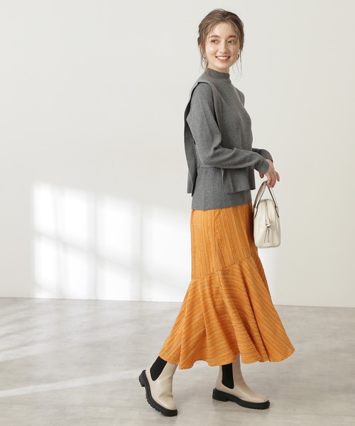 N.(N. Natural Beauty Basic)(エヌエヌナチュラルビューティーベーシック)の「◆フレアヘムロングスカート(スカート・レディース・オフホワイト/ブルー/オレンジ・MEDIUM)」の5枚目の写真