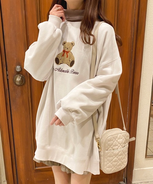 apres jour（アプレジュール）の「くま刺繍スウェットワンピース【ZOZOTOWN限定アイテム】（ワンピース・レディース・ライトベージュ/アイボリー/ブラック/スモークピンク・フリー/X-LARGE）」の7枚目の写真