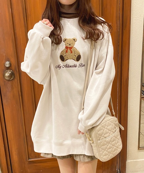 apres jour（アプレジュール）の「くま刺繍スウェットワンピース【ZOZOTOWN限定アイテム】（ワンピース・レディース・ライトベージュ/アイボリー/ブラック/スモークピンク・フリー/X-LARGE）」の8枚目の写真