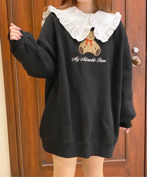apres jour（アプレジュール）の「くま刺繍スウェットワンピース【ZOZOTOWN限定アイテム】（ワンピース・レディース・ライトベージュ/アイボリー/ブラック/スモークピンク・フリー/X-LARGE）」の16枚目の写真