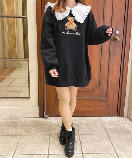 apres jour（アプレジュール）の「くま刺繍スウェットワンピース【ZOZOTOWN限定アイテム】（ワンピース・レディース・ライトベージュ/アイボリー/ブラック/スモークピンク・フリー/X-LARGE）」の21枚目の写真