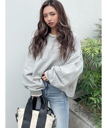 GYDA | バイカラーショートルーズスウェットTOPS(スウェット)