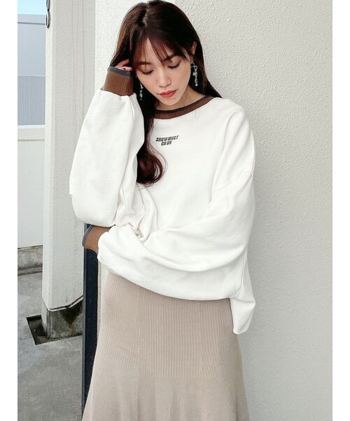 GYDA（ジェイダ）の「バイカラーショートルーズスウェットトップス（スウェット・レディース・オフホワイト/グレー/ベージュ・FREE）」の7枚目の写真