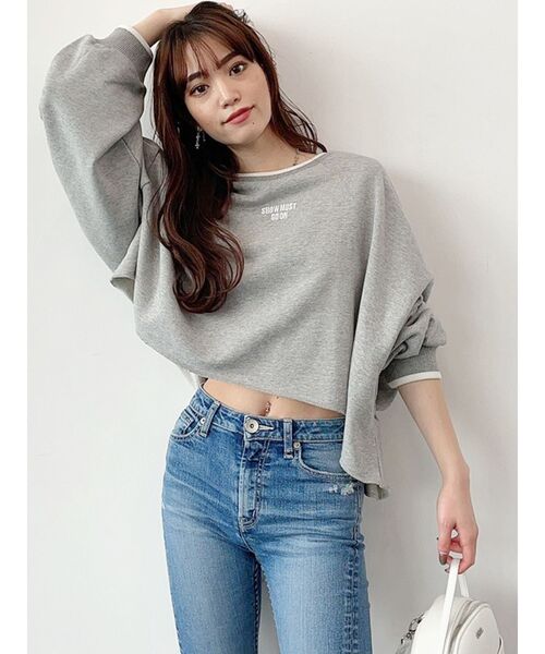 GYDA（ジェイダ）の「バイカラーショートルーズスウェットトップス（スウェット・レディース・オフホワイト/グレー/ベージュ・FREE）」の10枚目の写真