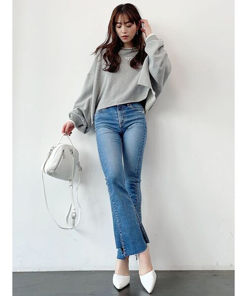 GYDA（ジェイダ）の「バイカラーショートルーズスウェットトップス（スウェット・レディース・オフホワイト/グレー/ベージュ・FREE）」の21枚目の写真