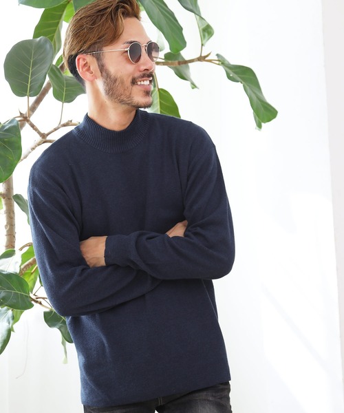 roshell（ロシェル）の「ミラノリブモックネックニット セーター（手洗いOK）（ニット/セーター・メンズ・ホワイト/モカ/グレー/ブラック/ネイビー・SMALL/LARGE/X-LARGE/MEDIUM）」の5枚目の写真