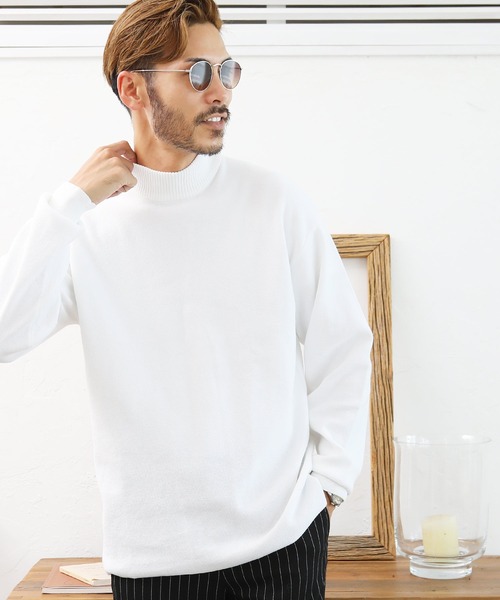 roshell（ロシェル）の「ミラノリブモックネックニット セーター（手洗いOK）（ニット/セーター・メンズ・ホワイト/モカ/グレー/ブラック/ネイビー・SMALL/LARGE/X-LARGE/MEDIUM）」の2枚目の写真