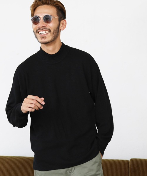 roshell（ロシェル）の「ミラノリブモックネックニット セーター（手洗いOK）（ニット/セーター・メンズ・ホワイト/モカ/グレー/ブラック/ネイビー・SMALL/LARGE/X-LARGE/MEDIUM）」の3枚目の写真