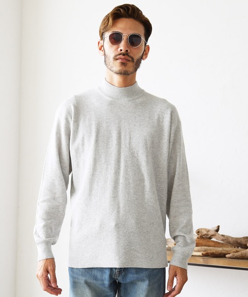 roshell（ロシェル）の「ミラノリブモックネックニット セーター（手洗いOK）（ニット/セーター・メンズ・ホワイト/モカ/グレー/ブラック/ネイビー・SMALL/LARGE/X-LARGE/MEDIUM）」の6枚目の写真