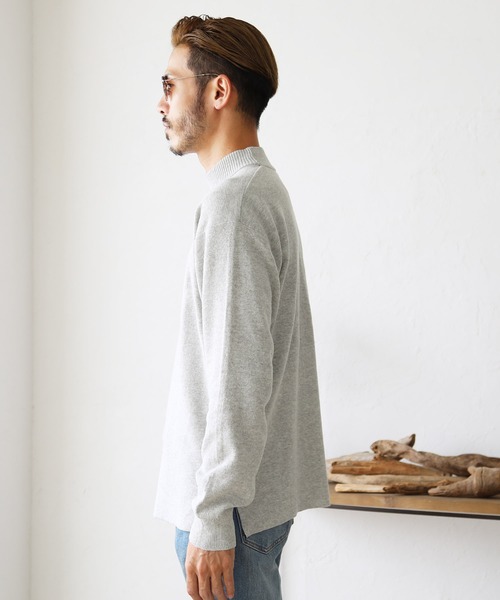 roshell（ロシェル）の「ミラノリブモックネックニット セーター（手洗いOK）（ニット/セーター・メンズ・ホワイト/モカ/グレー/ブラック/ネイビー・SMALL/LARGE/X-LARGE/MEDIUM）」の7枚目の写真