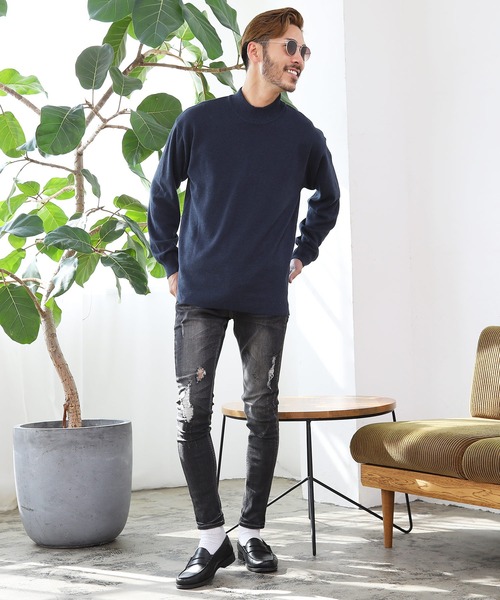 roshell（ロシェル）の「ミラノリブモックネックニット セーター（手洗いOK）（ニット/セーター・メンズ・ホワイト/モカ/グレー/ブラック/ネイビー・SMALL/LARGE/X-LARGE/MEDIUM）」の22枚目の写真