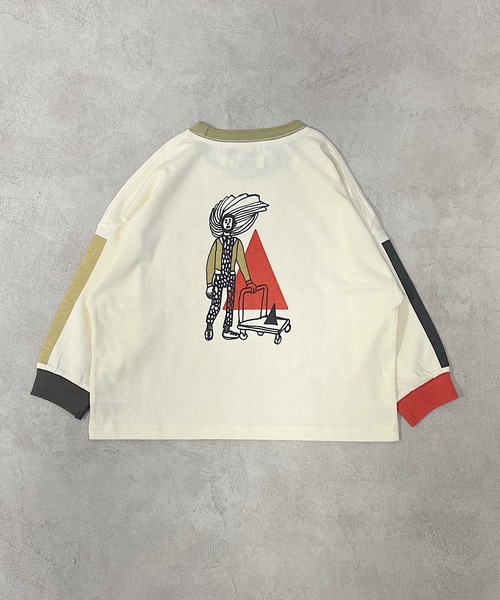 HOGAN RANCH WEAR（ホーガンランチウエア）の「ソデリブビッグロンT（H-6879/90～140cm）（Tシャツ/カットソー・キッズ・グレー/サンドベージュ/オフホワイト・90/100/110/120/130/140）」の4枚目の写真