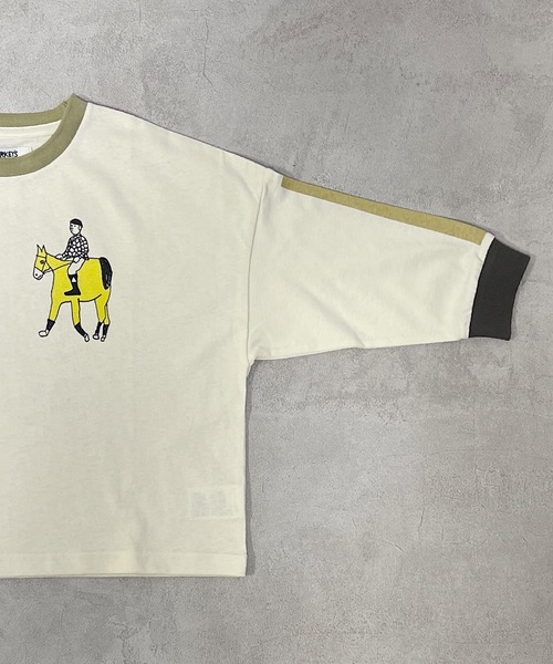 HOGAN RANCH WEAR（ホーガンランチウエア）の「ソデリブビッグロンT（H-6879/90～140cm）（Tシャツ/カットソー・キッズ・グレー/サンドベージュ/オフホワイト・90/100/110/120/130/140）」の7枚目の写真