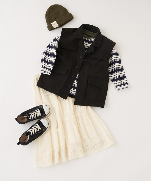 CIAOPANIC TYPY（チャオパニックティピー）の「■【KIDS】ミリタリーツイルベスト（ベスト・キッズ・チャコールグレー/カーキ・SMALL/MEDIUM/LARGE/X-LARGE/XX-LARGE）」の4枚目の写真