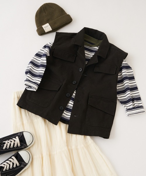 CIAOPANIC TYPY（チャオパニックティピー）の「■【KIDS】ミリタリーツイルベスト（ベスト・キッズ・チャコールグレー/カーキ・SMALL/MEDIUM/LARGE/X-LARGE/XX-LARGE）」の16枚目の写真