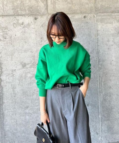 Bonjour Sagan（ボンジュールサガン）の「スウェットライクニットプルオーバー（ニット/セーター・レディース・アイボリー/グリーン/ブルー/オレンジ/グレー/ピンク/ライトグレー/レッド系その他/イエロー・FREE）」の12枚目の写真