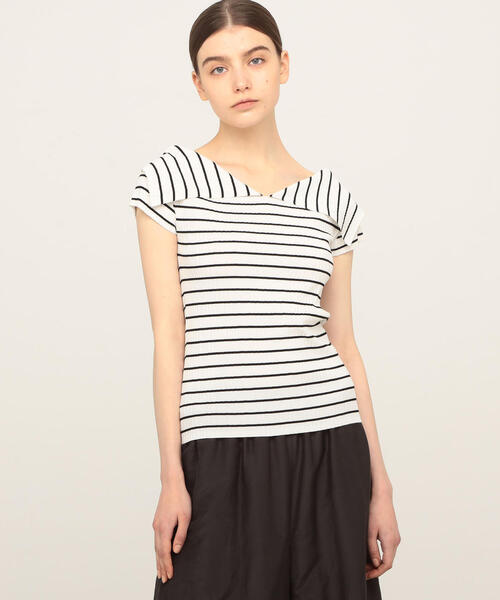 TOMORROWLAND (トゥモローランド)の「コットンアセテート オフショルダープルオーバー(ニット/セーター・レディース・ブラック/ホワイト系その他・S)」の1枚目の写真