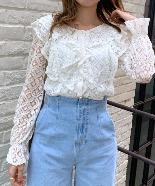 OLIVE des OLIVE（オリーブデオリーブ）の「たくさんフリルブラウス（シャツ/ブラウス・レディース・ホワイト/ブラック/オフホワイト・FREE）」の7枚目の写真