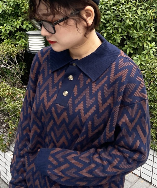 CPCM（シーピーシーエム）の「アソート柄ニットポロシャツ（ポロシャツ・メンズ・ネイビー/オフホワイト/グリーン・MEDIUM/LARGE）」の3枚目の写真