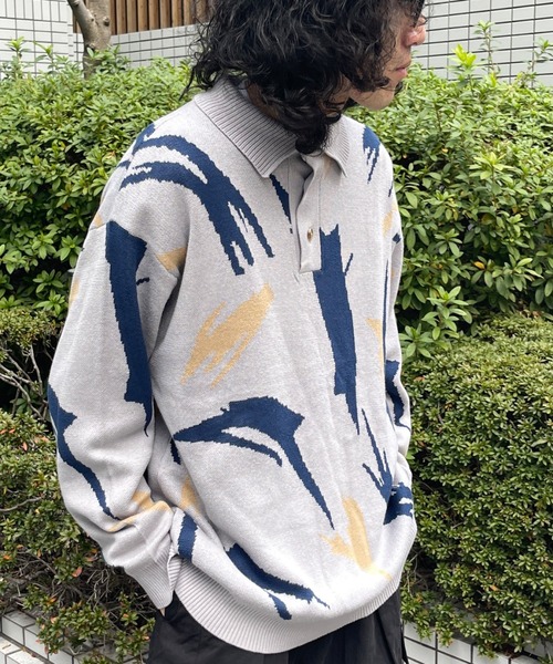 CPCM（シーピーシーエム）の「アソート柄ニットポロシャツ（ポロシャツ・メンズ・ネイビー/オフホワイト/グリーン・MEDIUM/LARGE）」の2枚目の写真