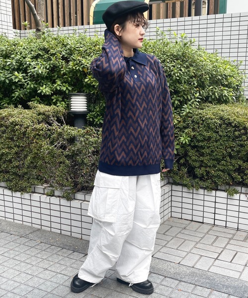 CPCM（シーピーシーエム）の「アソート柄ニットポロシャツ（ポロシャツ・メンズ・ネイビー/オフホワイト/グリーン・MEDIUM/LARGE）」の13枚目の写真