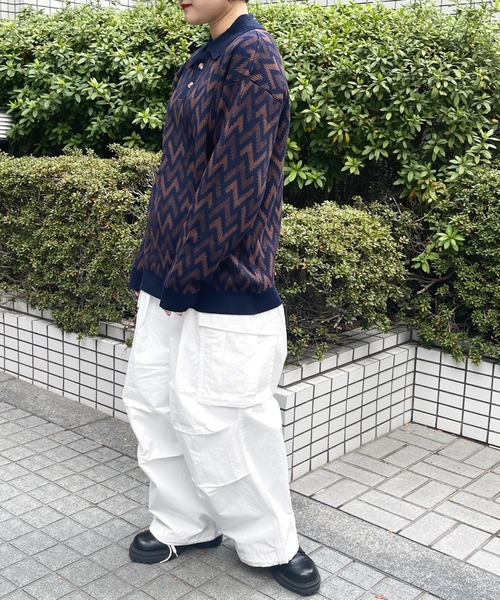 CPCM（シーピーシーエム）の「アソート柄ニットポロシャツ（ポロシャツ・メンズ・ネイビー/オフホワイト/グリーン・MEDIUM/LARGE）」の9枚目の写真