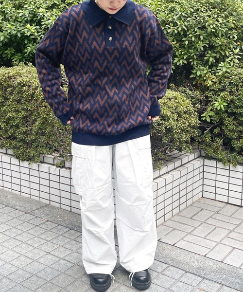 CPCM（シーピーシーエム）の「アソート柄ニットポロシャツ（ポロシャツ・メンズ・ネイビー/オフホワイト/グリーン・MEDIUM/LARGE）」の6枚目の写真