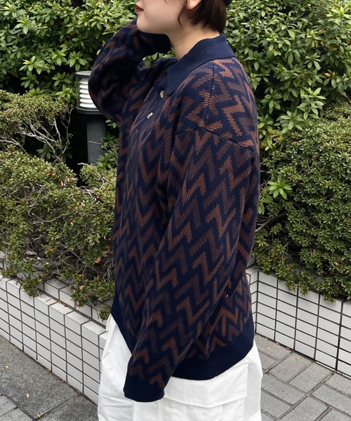 CPCM（シーピーシーエム）の「アソート柄ニットポロシャツ（ポロシャツ・メンズ・ネイビー/オフホワイト/グリーン・MEDIUM/LARGE）」の8枚目の写真