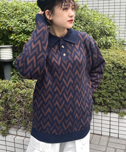 CPCM（シーピーシーエム）の「アソート柄ニットポロシャツ（ポロシャツ・メンズ・ネイビー/オフホワイト/グリーン・MEDIUM/LARGE）」の20枚目の写真