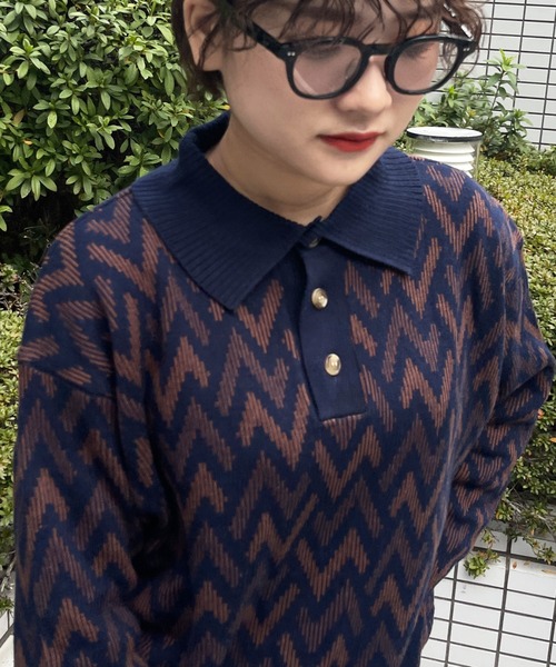 CPCM（シーピーシーエム）の「アソート柄ニットポロシャツ（ポロシャツ・メンズ・ネイビー/オフホワイト/グリーン・MEDIUM/LARGE）」の12枚目の写真