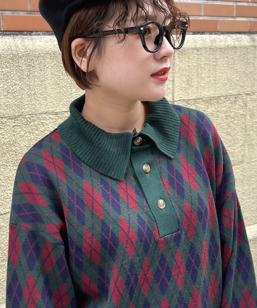 CPCM（シーピーシーエム）の「アソート柄ニットポロシャツ（ポロシャツ・メンズ・ネイビー/オフホワイト/グリーン・MEDIUM/LARGE）」の15枚目の写真