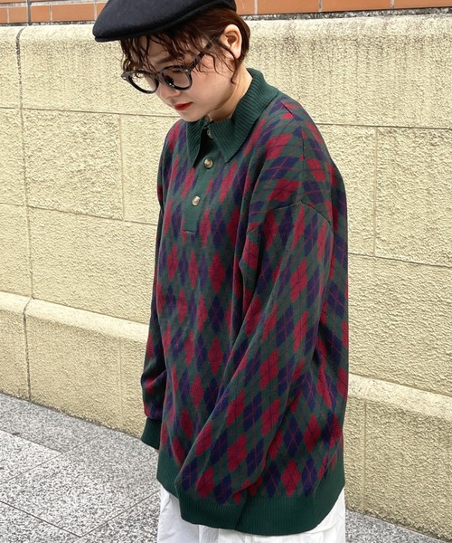 CPCM（シーピーシーエム）の「アソート柄ニットポロシャツ（ポロシャツ・メンズ・ネイビー/オフホワイト/グリーン・MEDIUM/LARGE）」の22枚目の写真