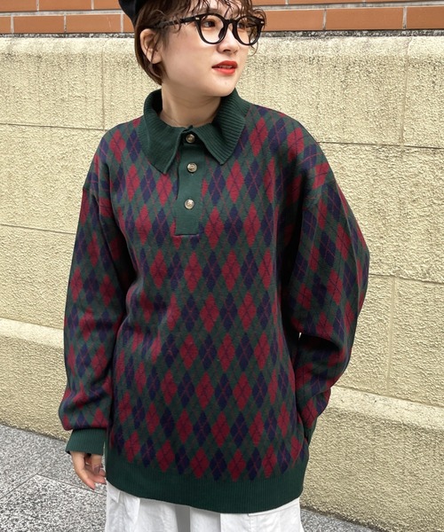 CPCM（シーピーシーエム）の「アソート柄ニットポロシャツ（ポロシャツ・メンズ・ネイビー/オフホワイト/グリーン・MEDIUM/LARGE）」の7枚目の写真