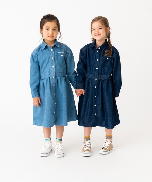 RUGGEDWORKS（ラゲッドワークス）の「《お揃い》ライトオンスデニムシャツワンピース（シャツワンピース・キッズ・サックスブルー/ブルー・S/M/L/XL/XS）」の3枚目の写真