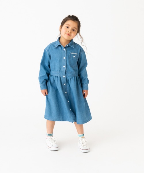 RUGGEDWORKS（ラゲッドワークス）の「《お揃い》ライトオンスデニムシャツワンピース（シャツワンピース・キッズ・サックスブルー/ブルー・S/M/L/XL/XS）」の6枚目の写真