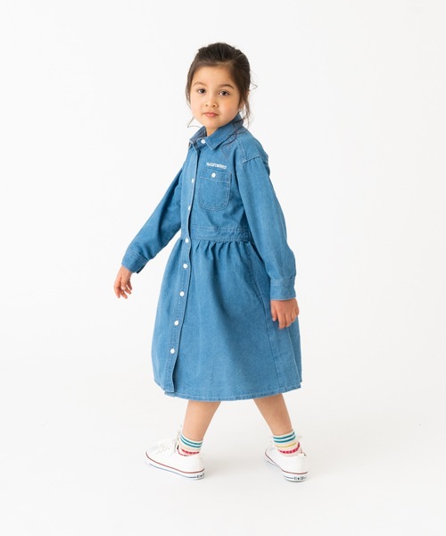 RUGGEDWORKS（ラゲッドワークス）の「《お揃い》ライトオンスデニムシャツワンピース（シャツワンピース・キッズ・サックスブルー/ブルー・S/M/L/XL/XS）」の7枚目の写真