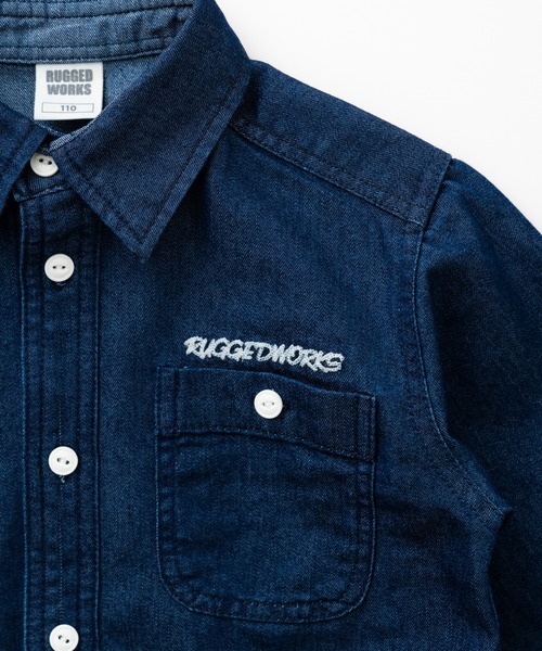 RUGGEDWORKS（ラゲッドワークス）の「《お揃い》ライトオンスデニムシャツワンピース（シャツワンピース・キッズ・サックスブルー/ブルー・S/M/L/XL/XS）」の15枚目の写真