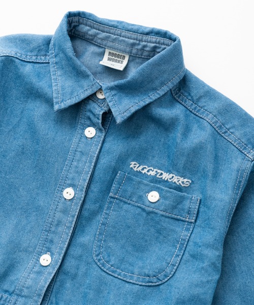 RUGGEDWORKS（ラゲッドワークス）の「《お揃い》ライトオンスデニムシャツワンピース（シャツワンピース・キッズ・サックスブルー/ブルー・S/M/L/XL/XS）」の11枚目の写真
