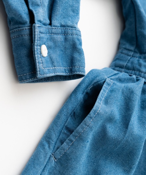 RUGGEDWORKS（ラゲッドワークス）の「《お揃い》ライトオンスデニムシャツワンピース（シャツワンピース・キッズ・サックスブルー/ブルー・S/M/L/XL/XS）」の12枚目の写真