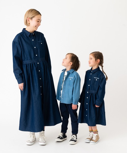RUGGEDWORKS（ラゲッドワークス）の「《お揃い》ライトオンスデニムシャツワンピース（シャツワンピース・キッズ・サックスブルー/ブルー・S/M/L/XL/XS）」の4枚目の写真