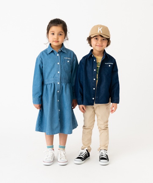 RUGGEDWORKS（ラゲッドワークス）の「《お揃い》ライトオンスデニムシャツワンピース（シャツワンピース・キッズ・サックスブルー/ブルー・S/M/L/XL/XS）」の18枚目の写真