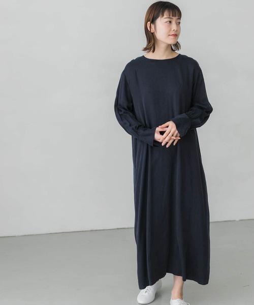 かぐれ（カグレ）の「キュプラレーヨンロングカフスワンピース（ワンピース・レディース・ブラック/ネイビー・FREE）」の22枚目の写真