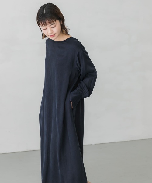 かぐれ（カグレ）の「キュプラレーヨンロングカフスワンピース（ワンピース・レディース・ブラック/ネイビー・FREE）」の20枚目の写真