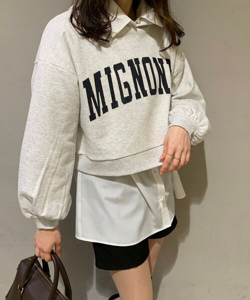 MAJESTIC LEGON（マジェスティックレゴン）の「カレッジライクロゴフーディ（パーカー・レディース・アイボリー/グリーン/ネイビー/グレー・MEDIUM）」の5枚目の写真