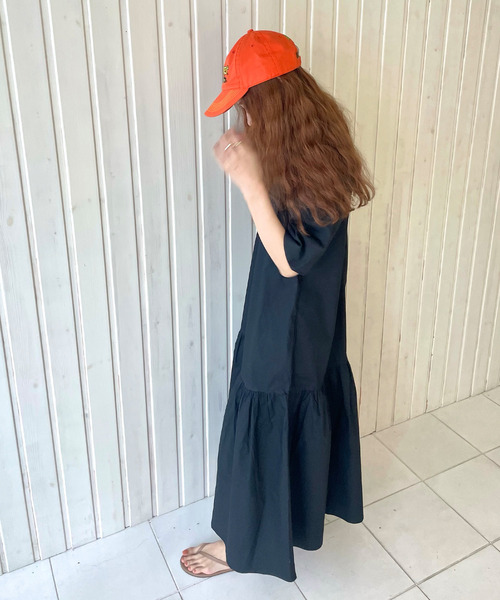 GIMME GIMME（ギミーギミー）の「【GIMME GIMME】Tiered long dress gimw22s001（ワンピース・レディース・ブラック/ピンク・FREE）」の8枚目の写真