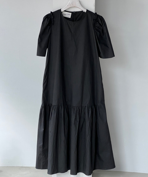 GIMME GIMME（ギミーギミー）の「【GIMME GIMME】Tiered long dress gimw22s001（ワンピース・レディース・ブラック/ピンク・FREE）」の5枚目の写真