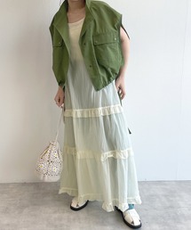 w closet | シアー無地/アートプリントフリルキャミワンピース(ワンピース)